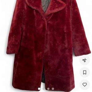 Avec Les Filles Burgundy Faux Fur Teddy Coat
